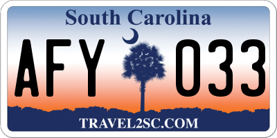 SC license plate AFY033