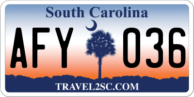 SC license plate AFY036
