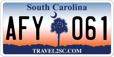 SC license plate AFY061
