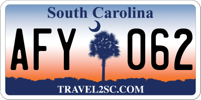 SC license plate AFY062