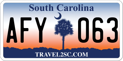 SC license plate AFY063