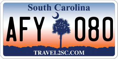 SC license plate AFY080