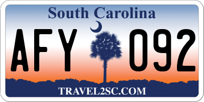 SC license plate AFY092