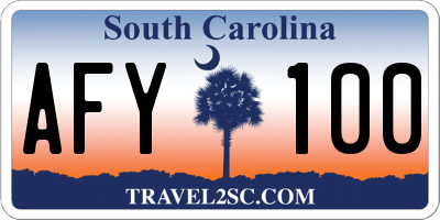 SC license plate AFY100