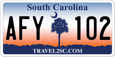 SC license plate AFY102