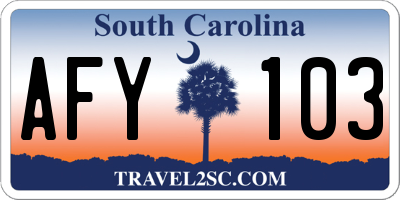 SC license plate AFY103