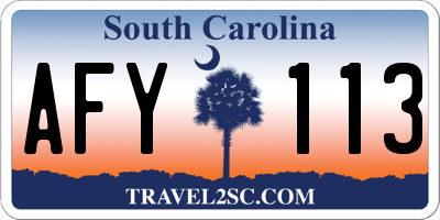 SC license plate AFY113