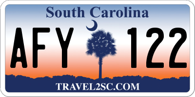 SC license plate AFY122