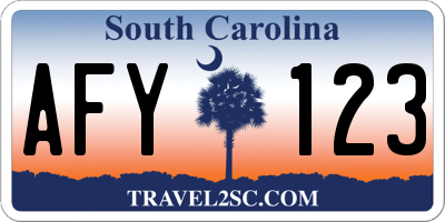 SC license plate AFY123