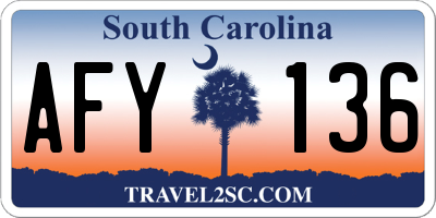 SC license plate AFY136