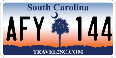 SC license plate AFY144