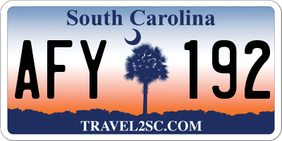 SC license plate AFY192