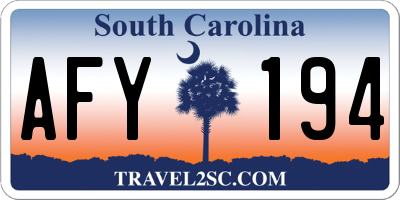 SC license plate AFY194