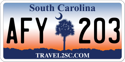 SC license plate AFY203