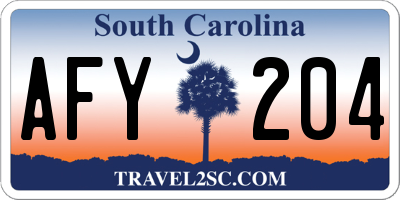 SC license plate AFY204