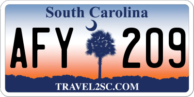 SC license plate AFY209