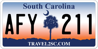 SC license plate AFY211