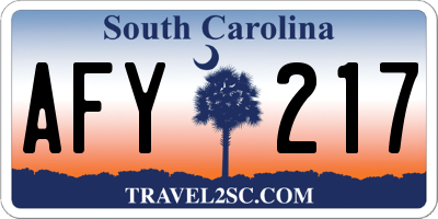 SC license plate AFY217