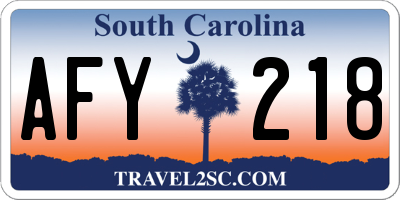 SC license plate AFY218
