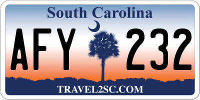 SC license plate AFY232
