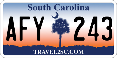 SC license plate AFY243