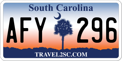 SC license plate AFY296
