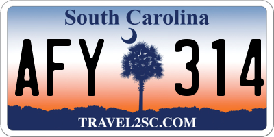 SC license plate AFY314