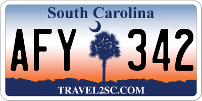 SC license plate AFY342