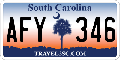 SC license plate AFY346