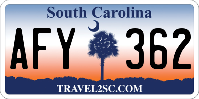 SC license plate AFY362