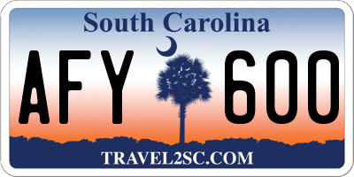 SC license plate AFY600