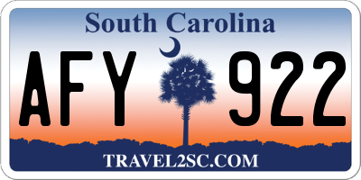 SC license plate AFY922