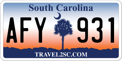 SC license plate AFY931