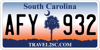 SC license plate AFY932