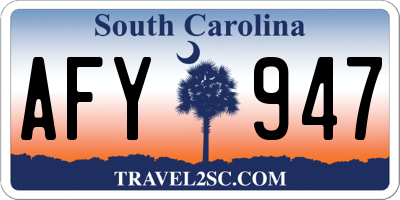 SC license plate AFY947