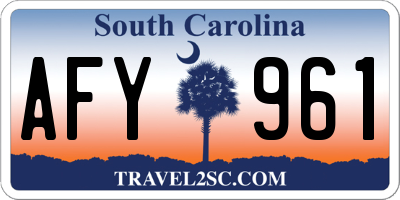 SC license plate AFY961