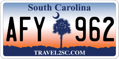SC license plate AFY962