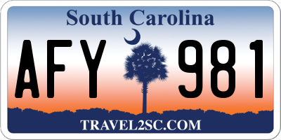 SC license plate AFY981