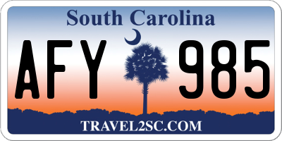 SC license plate AFY985