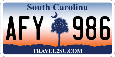 SC license plate AFY986