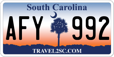 SC license plate AFY992