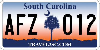 SC license plate AFZ012