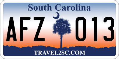 SC license plate AFZ013