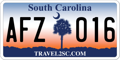 SC license plate AFZ016