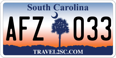 SC license plate AFZ033