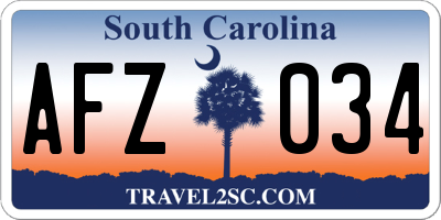 SC license plate AFZ034