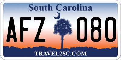 SC license plate AFZ080