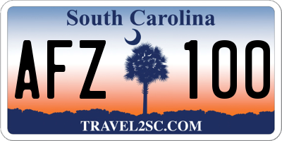 SC license plate AFZ100