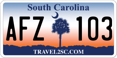 SC license plate AFZ103