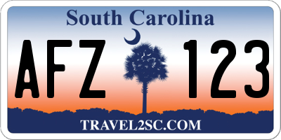 SC license plate AFZ123